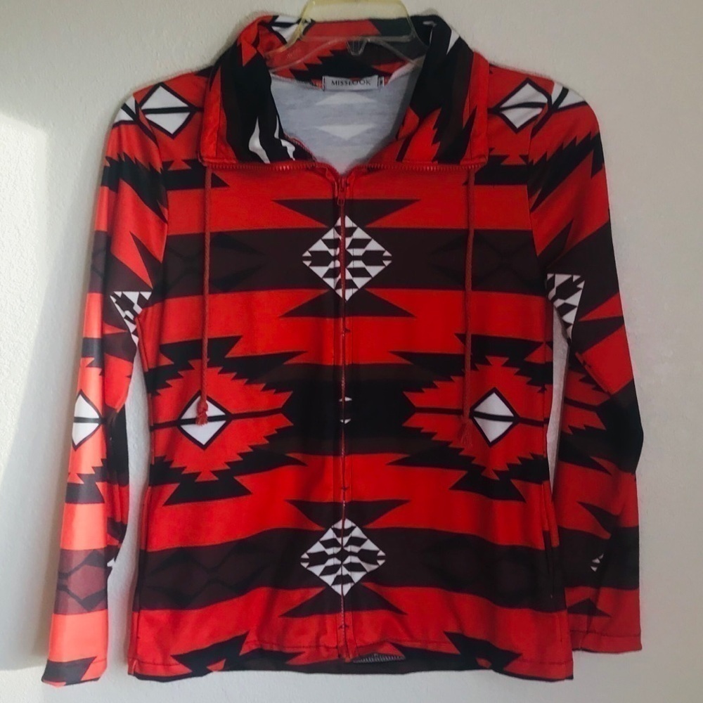 Misslook Aztec full zip lightweight jacket